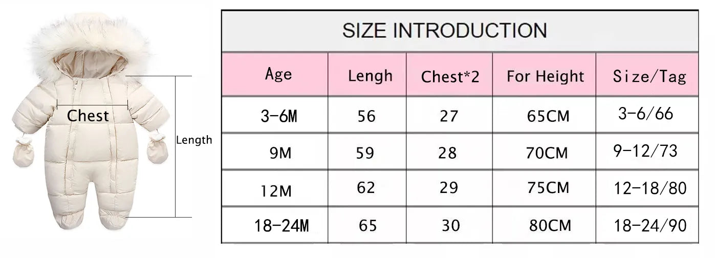 Baby Winter Snowsuit with Hood for Full Body Warmth