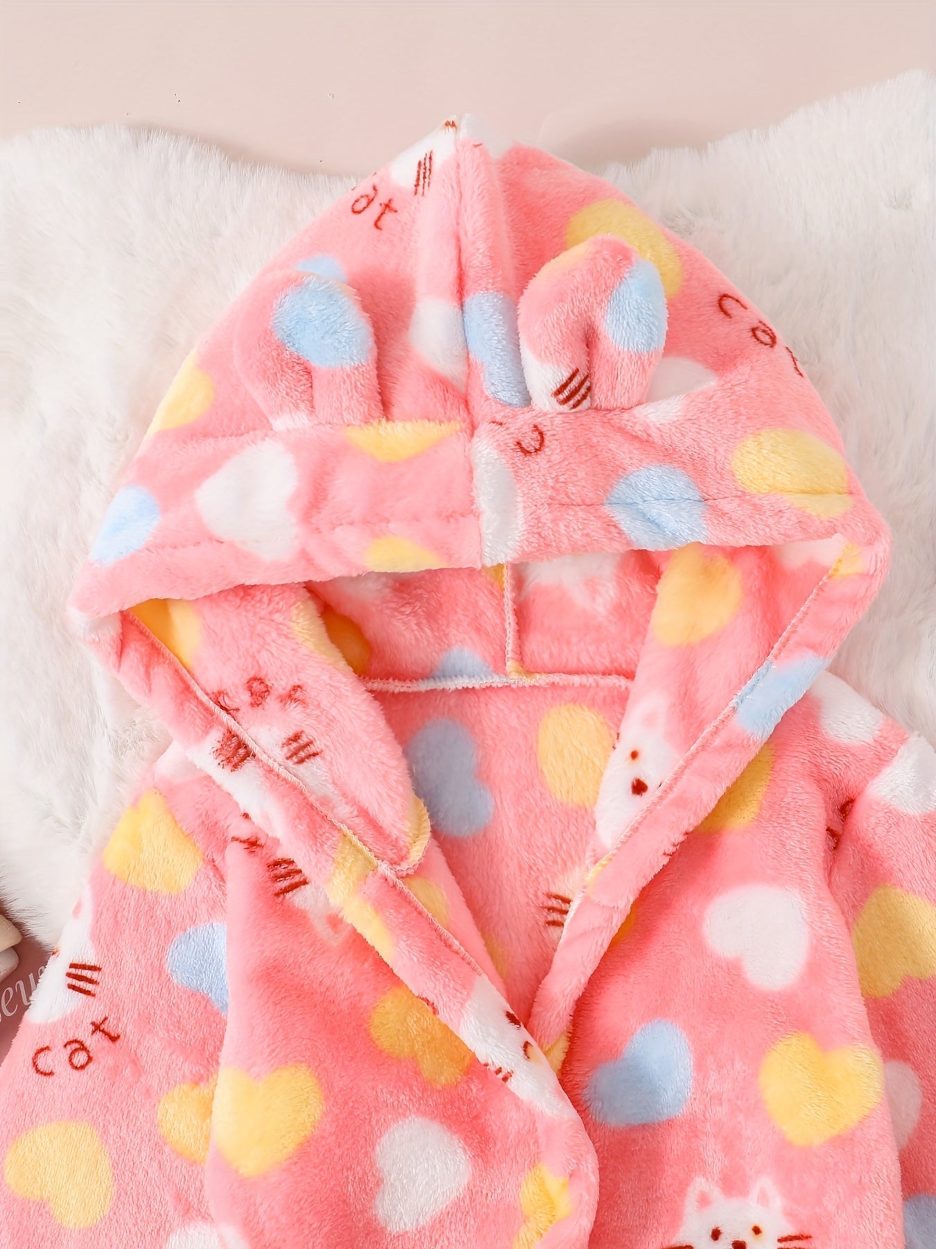 Pink Floral Hooded Kids Bathrobe