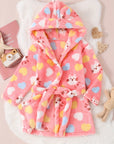 Pink Floral Hooded Kids Bathrobe