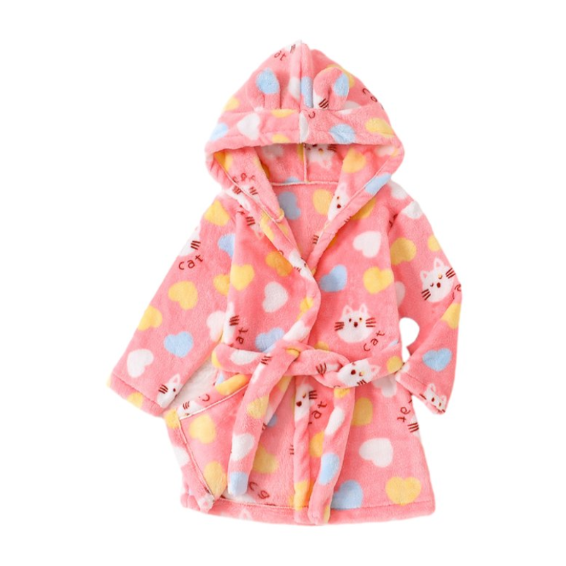 Pink Floral Hooded Kids Bathrobe